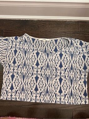 Forever 21 Blue and White Printed Crop Top